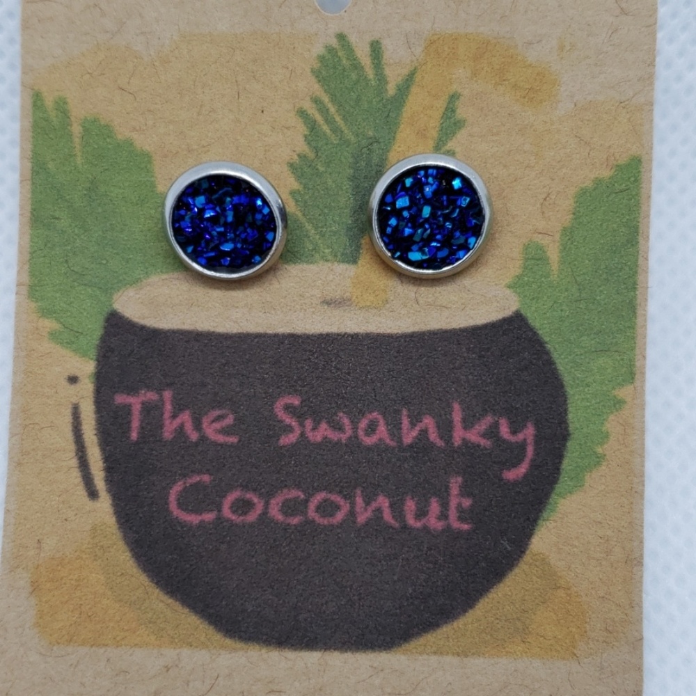 Blue/Silver Druzy Earrings